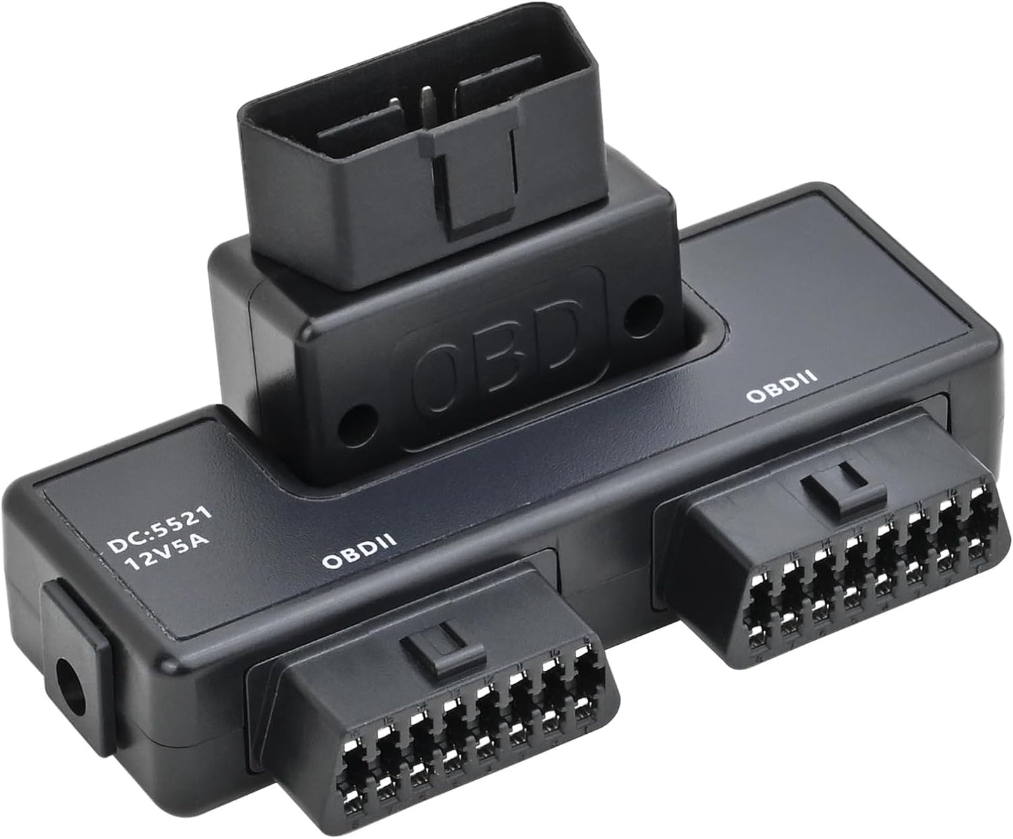 iKKEGOL Pocket OBD2 OBDII Full 16 Pin Male to 2 Female Splitter Converter Adapter 1 to 3 OBD Cable Extension for Diagnostic Tool Extender with DC5521 Port Interface Power Supply for All Car Vehicles
