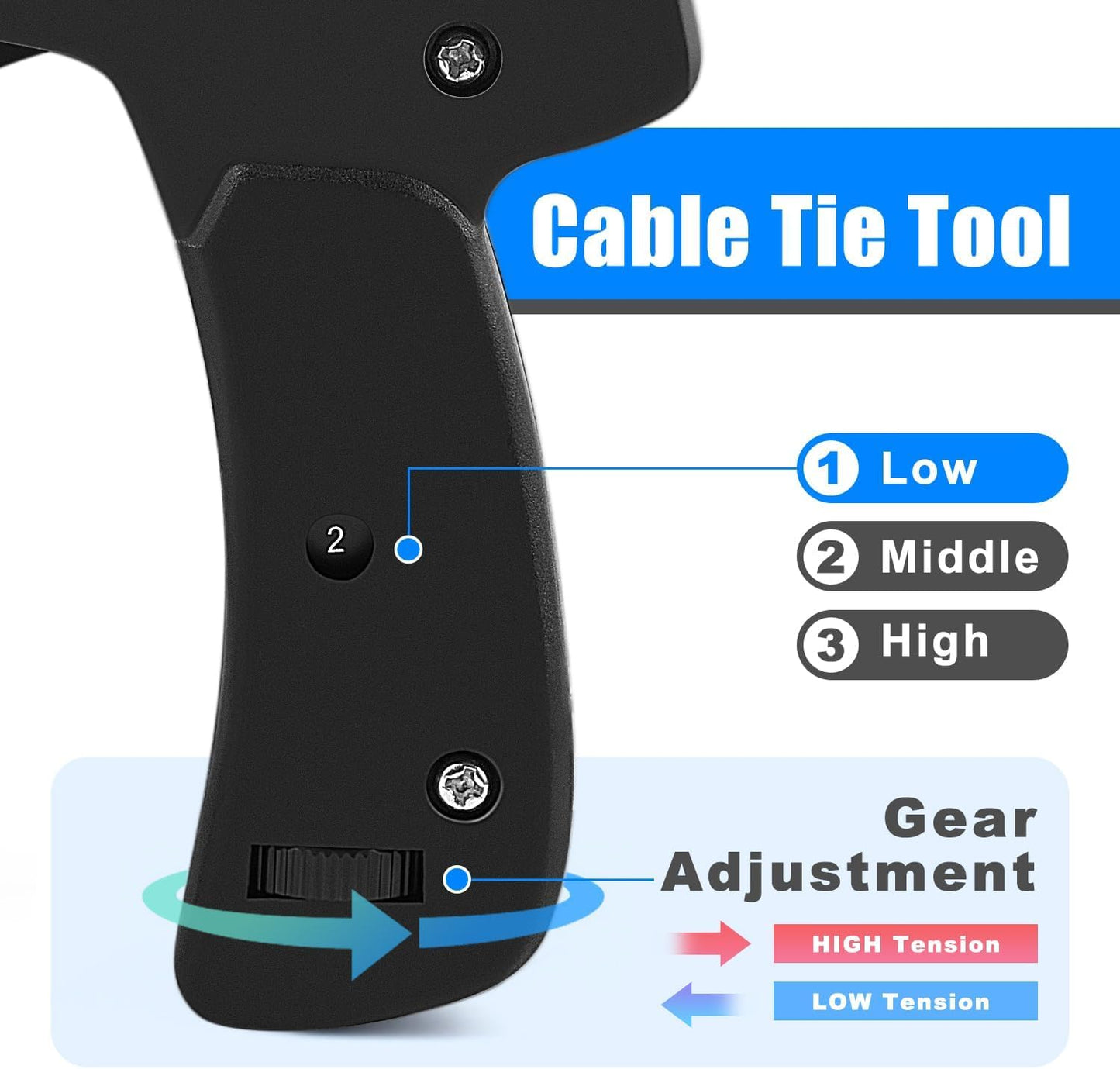 Knoweasy Cable Tie Gun and Cable Tie Tool- Fastening and Flush Cutting Tool with Steel Handle Zip Tie Tool for Nylon Cable Ties