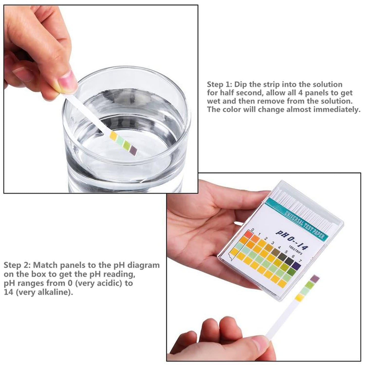 100PCS pH Test Strips 0-14, Fast & Accurate Aquarium Water Testing Kit and pH Tester – Litmus Paper for Fish Tank, Pond, Drinking Water, Soil, Hot Tub, Pool (pH Strips for Water Testing)