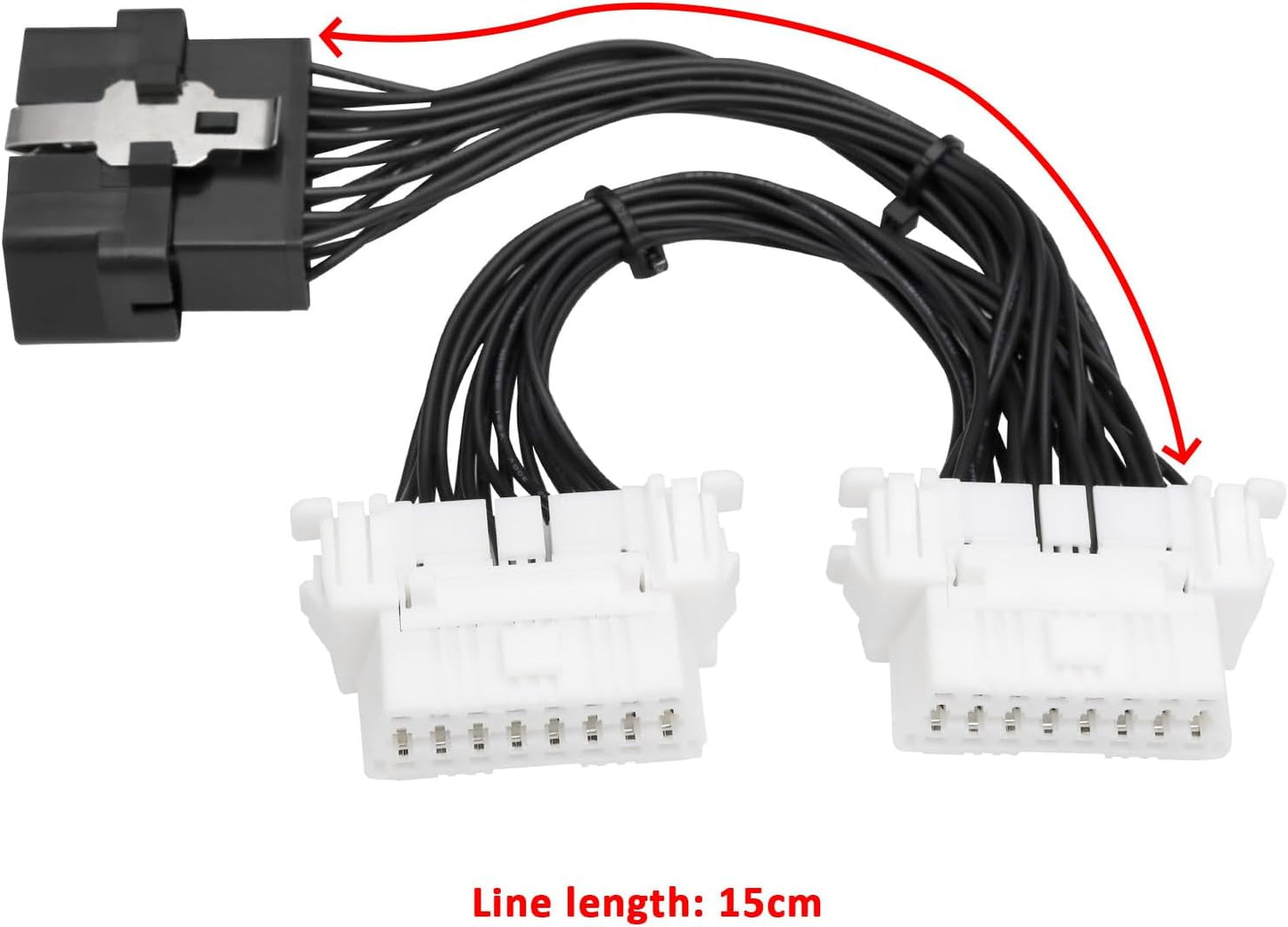 1Pc Car OBD2 Splitter Cable OBDII 16 Pin 1 to 2 Male to Female Extension Cable Adapter for Automotive Computer Diagnostic Instrument(15CM)