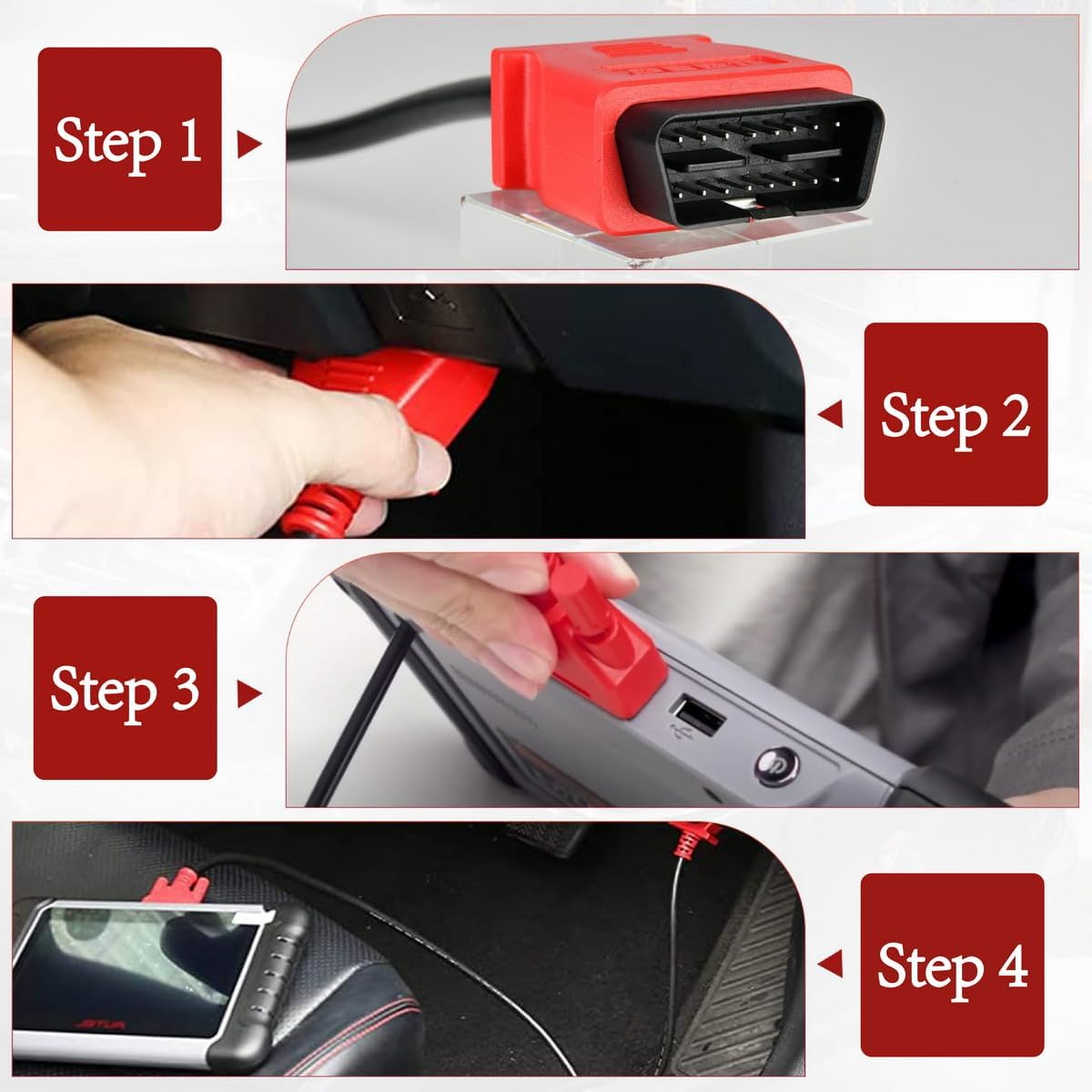 Compatible Connection Cable for OBD-II OBD2 Solutions DA-4 DA4 DA4 Cable Suitable for Replacement of Solus Edge Scan Scan Tool Snap-on