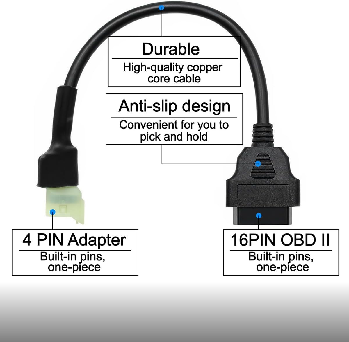 OBD2 OBDII 4 Pin Plug Diagnosotic Cable Adaptor Compatible with Honda Motorbike Motorcycle