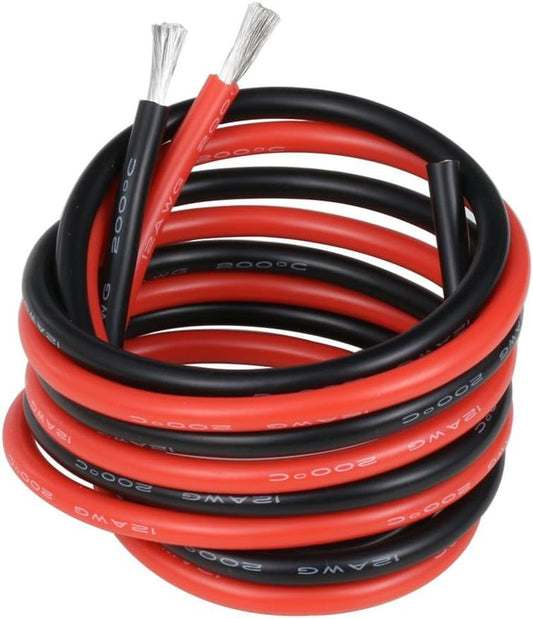 12 Gauge Silicone Wire Ultra Flexible 20 feet high Temp 200 deg C 600V 12 AWG Silicone Wire 680 Strands of Tinned Copper Wire Stranded Wire Model Battery Cable Black and Red Each Color 10 ft