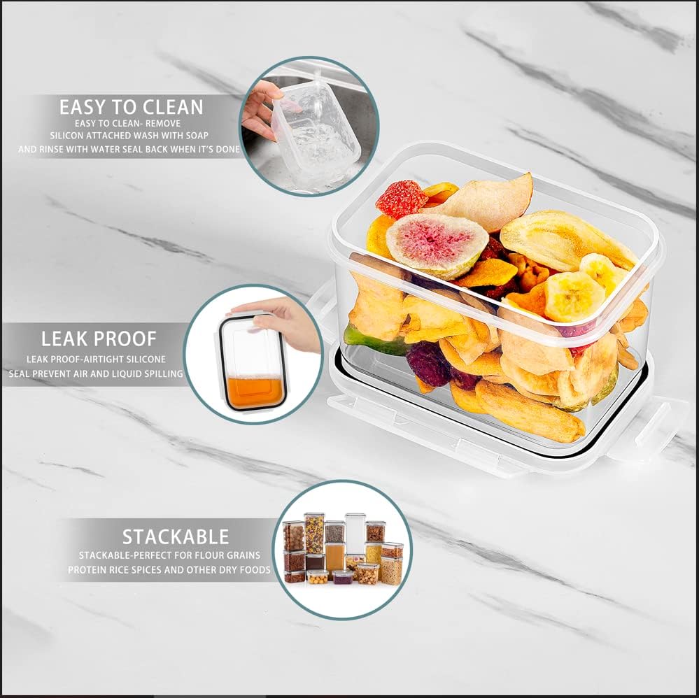 Feshory 42 Pack Airtight Food Storage Container Set - Pantry Storage Containers Organiser & Cereal Storage Containers for Kitchen Storage & Organisation with 100% Leak Proof Lids