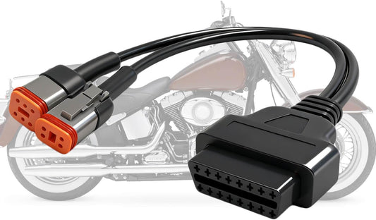 OBD2 Cable fit for Harley Davidson Models, 4pin+6pin 2 in 1 Motorcycle OBD Scanner Adapter,OBD Connector Work with Many Motorcycle Diagnostic Tool, 12" Cable