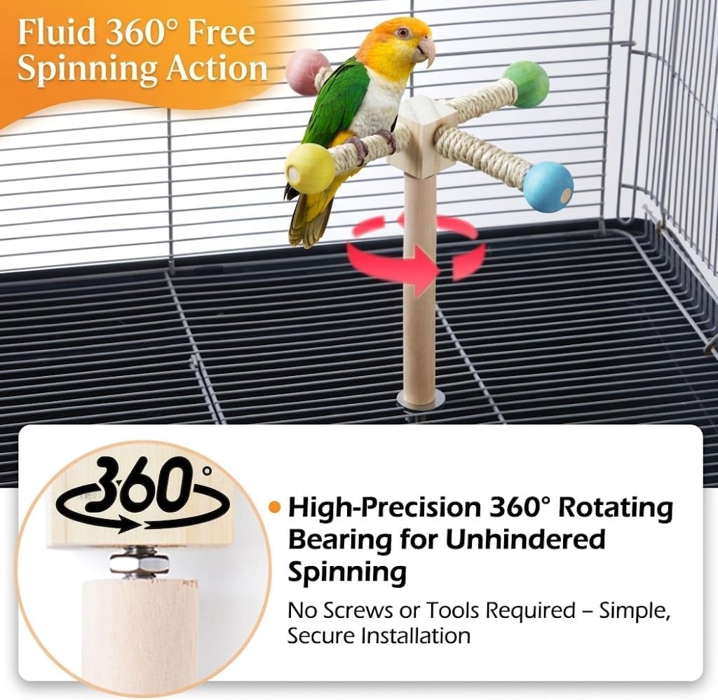 Bird Stand Perch Toy, Interactive Spinning Parakeet Toys