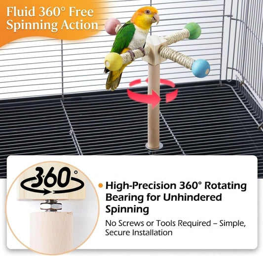 Bird Stand Perch Toy, Interactive Spinning Parakeet Toys