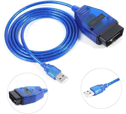 VAG-COM OBD2 USB Scanner Cable CH340 Chip for VW, Audi, VAG KKL 409.1 ECU Scanner Cable, Compatible with VCDS Software for Car Engine Diagnostics & Coding