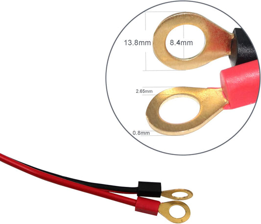 12V Adapter Plug Socket Auto Cigarette Lighter with Cap to Eyelet O Terminal 3ft (1pack) Charging Cable 10A Car Fuse 24volt RingTerminals 16AWG Heavy Duty Cord