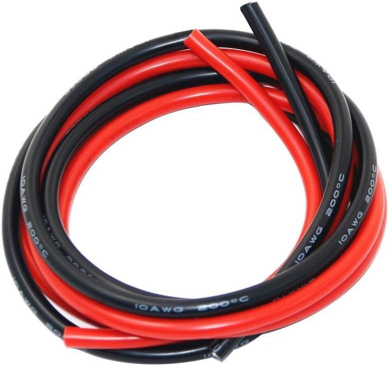 10 Gauge Silicone Wire Ultra Flexible 20 feet high temp 200 deg C 600V 10 AWG Silicone Wire 1050 Strands of Tinned Copper Wire Stranded Wire Model Battery Cable Black and Red Each Color 10 ft