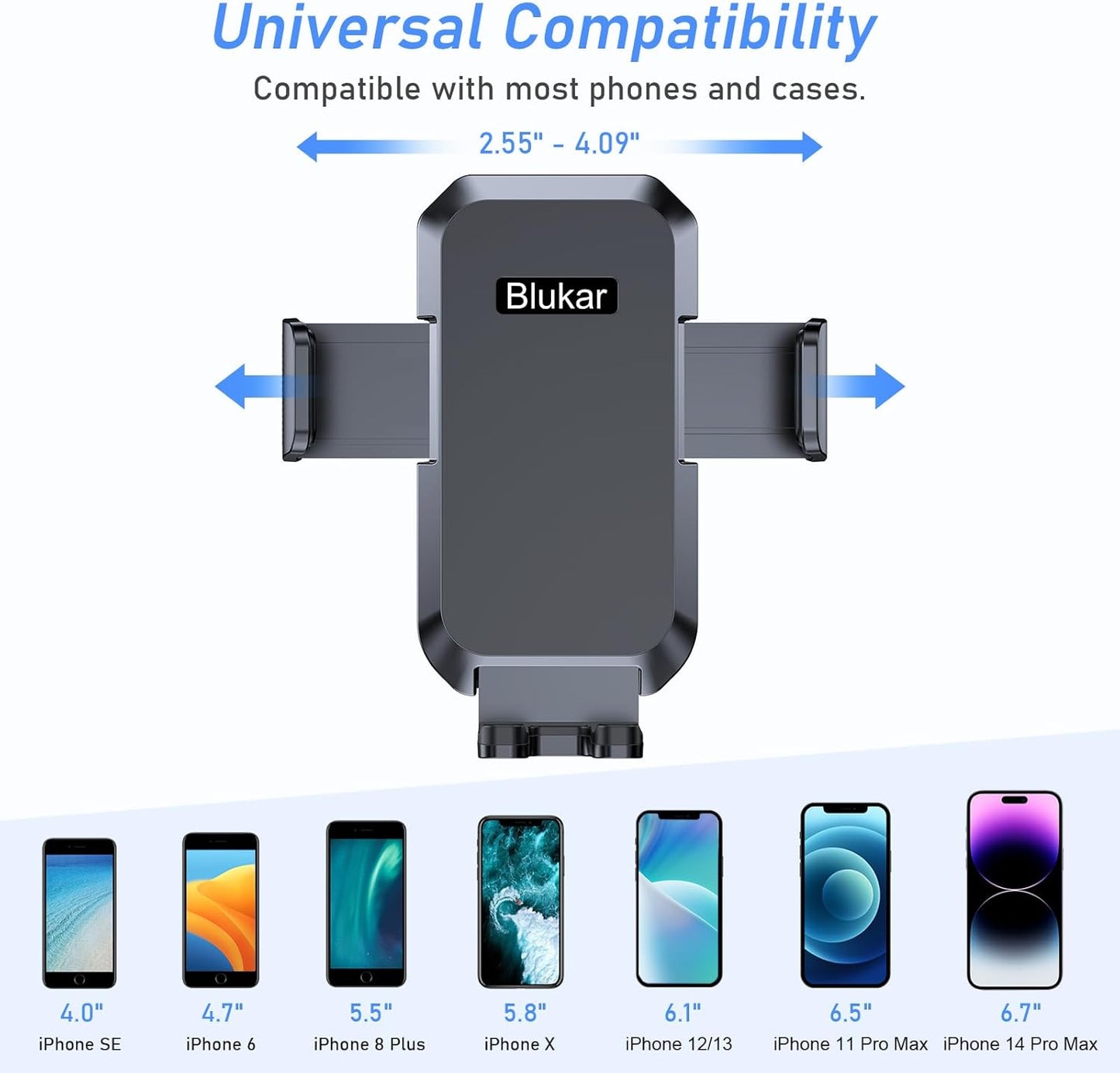 Blukar Car Phone Holder, Air Vent Car Phone Mount Cradle for Car 360° Rotation [Upgraded Ultra Stable Hook Clip] - One Button Release Function for iPhone, Galaxy All 4.0''-7.0'' Phones