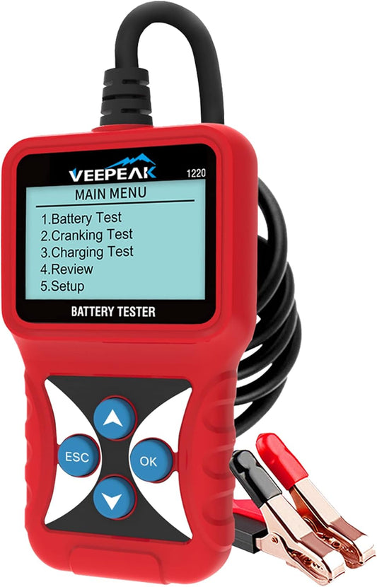 Veepeak 12V Car Battery Tester, Automotive 100-2000 CCA Digital Battery Load Tester Alternator Analyzer Vehicle Charging & Cranking System Checker for Cars Trucks Motorcycles Boats ATVs