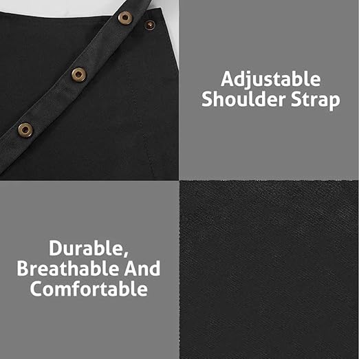 Apron, Unisex Bib Apron, Upgraded Waterproof Canvas, Adjustable, Multiple Large Pockets, Wear-Resistant for BBQ, Kitchen, Hairstylist, Waiters, Artists, Beauticians, Bar Shop