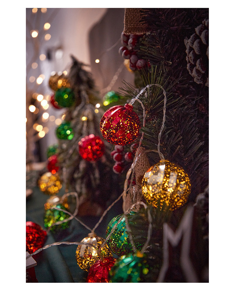3Pcs Christmas Ball Lights String Snowflake Five-pointed Star Mirror Decorative Lights Electroplating Stars Room Decoration Christmas Lights String