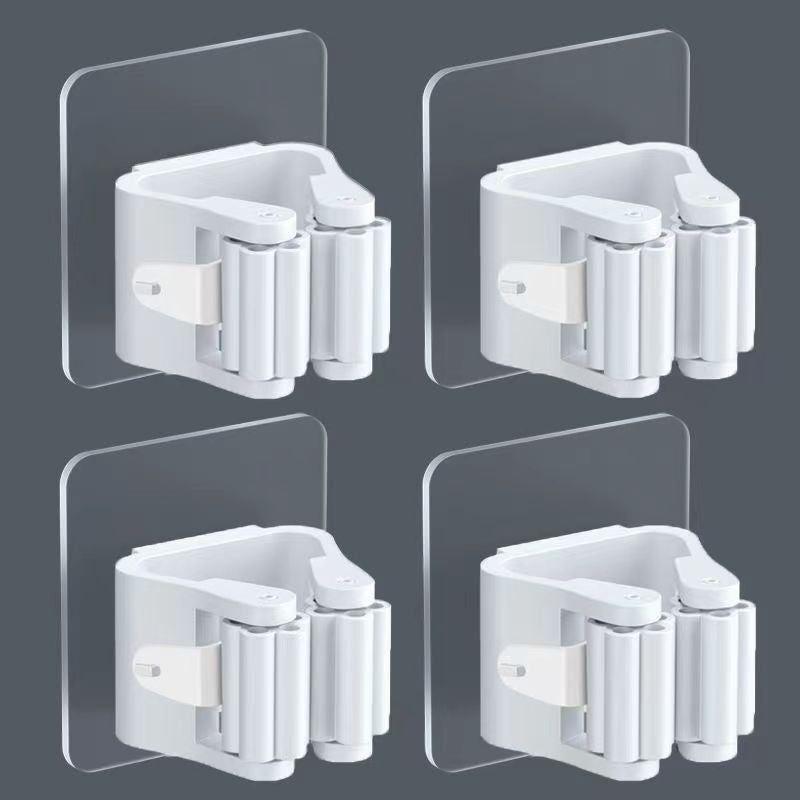 4Pcs Mop Hook Mop Rack Free Punching Clip Bathroom Rack Strong Wall Hanging Storage