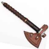 High Quality Custom Hand Made Damascus Hunting Hatchet Smoke Pipe Axe Hand Forged Wood Handle With Leather Sheath (Tomahawk Axe-55)