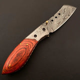 High Quality Customizable Damascus Steel EDC Pocket Knife Wood Handle Precision Craft  Multipurpose Hand-Forged Knife EDC & Hunting  (Folding Knife-40)