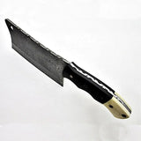 Top Quality Professional Custom Handmade Damascus Cleaver – 7-Inch Steel Blade Chef Kitchen Cleaver with Leather Sheath (Nakiri Knife-12)