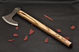 High Quality Handmade High Carbon Steel Axe Head Hatchet Beautiful Pattern Wood Handle with Leather Sheath for Outdoor Use (Tomahawk Axe-62)