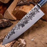 Professional Home Restaurant Kitchen Chef Knife High Quality 1095 Forged Carbon Steel Stainless Steel Bone Handle Damascus Blade (Chef Knife-101)