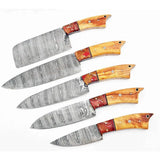 Handmade Damascus Steel Chef and Kitchen Knife Set Professional Custom with Pure Leather Sheath (Chef Knife-44)