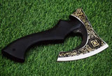 Handmade Custom Kitchen Pizza Cutter High Quality Carbon Steel Chef Knife with Leather Sheath  (Pizza Axe-6)