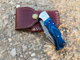 Damascus Steel Pocket Knife Handmade Outdoor Folding EDC Utility Knife with Wooden Handle  (Folding Knife-12)