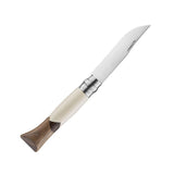 Stainless Steel Folding Knife Opinal Knife Walnut Wood Handle Pocket, Folding Knives With Leather Sheath (Folding Knife-1)