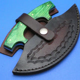 Pizza Cutter Kitchen Stainless Steel Chef's Knife Damascus Blade Leather Sheath for Chopping Bone Kitchen (Ullu Knife-16)