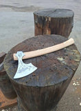 Functional Hand Forged Viking axe Handmadmade with Carbon Steel, Powder Coated Axe, Outdoor Axe, Gift for Men and Women. (Tomahawk Axe-5)