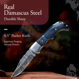 Handmade Folding Knife Small Pocket Knives for Camping, Hiking Back Lock Blade Damascus Steel (Folding Knife-33)