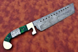 High Quality Customized Full Tang Damascus Steel Nakiri Butcher Knife Stainless Steel Handmade Kitchen Cleaver for Meat Leather (Nakiri Knife-103)