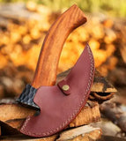 Handmade High Quality Carbon Steel 1095 Pizza Cutter Axe Kitchen Knife With Leather Sheath (Pizza Axe-29)