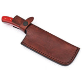 Custom Handmade Damascus Steel Chef Cleaver Professional Kitchen Knife with Stainless Steel Handle and Leather Sheath (Nakiri Knife-97)