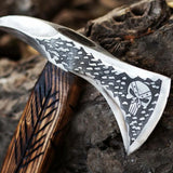 HAND FORGED VINTAGE - BEARDED SPIKE TOMAHAWK CAMPING AXE - HATCHET AXE WITH LEATHER COVER (Tomahawk Axe-100)