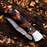 High Quality 3.75" Spanish Brown Wood Handle Pocket Knife Folding Knives Blade Length 1.18 cm and Handle Length 1.47 cm (Folding Knife-22)