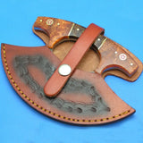 Custom Handmade Damascus Kitchen Knife7 Inches Damascus Steel Pizza Cutter Chopping Boning Cutting Knife (Ullu Knife-17)