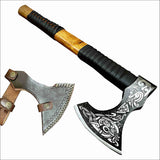 High Quality Carbon Steel Blade Wood Handle Hatchet Axe Outdoor Hand Forged Camping Axe With Protected Cover (Tomahawk Axe-66)