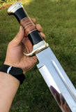 Custom Handmade Hunting Knife D2 Steel Blade Leather Handle With Protection Leather Cover Outdoor Knives. (Bowie Knife-26)