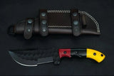 High Quality Black Tracker Bus Craft Knife with D2 Steel Blade Resin Sheath Handle Bamboo Scissors Leather Sheath Hunting Tools (Tracker Knife-22)