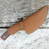 Hand Forged High Quality Professional Damascus Knife Kitchen Chef Carbon Steel Wood Handle Leather Sheath (Skinner Knife-15)