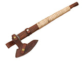 High Quality Handmade High Carbon Steel Axe Head Hatchet Beautiful Pattern Wood Handle Leather Sheath for Outdoor Use Industrial (Tomahawk Axe-52)