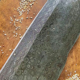 High Quality Customized 8-Inch Damascus Steel Chef Kitchen Cleaver Butcher Knife Stainless Steel Leather Sheath Food Industry (Nakiri Knife-6 )