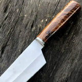 Custom Handmade Stainless Steel 440c Blade Chef Kitchen Knife Hand Forged Santoku Knife With Pure Leather Sheath (Chef Knife-107)