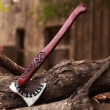 Custom Handmade Carbon Steel Camping Axe With Wood Handle Prefect Grip and Balanced Axe With Protected Cover (Tomahawk Axe-46)