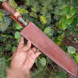 High-Quality Custom Handmade J2 Steel Etched Blade Santoku Knife – 7-Inch Blade with Pure Leather Sheath (Chef Knife-139)