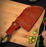 Professional 8-Inch Handmade Kitchen Chef Knife 1095 High Carbon Steel Nakiri Meat Cleaver with Wood Handle Slicing Utility Tool (Nakiri Knife-57)