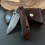 Damascus Steel Folding Knife Outdoor Survival Hunting Knife Multi Tools Camping Knives at Wholesale Prices (Folding Knife-10)