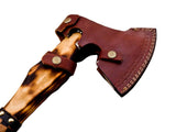 High Quality Handmade High Carbon Steel Axe Head Hatchet Axes Hand Forged Beautiful Pattern With Leather Sheath (Tomahawk Axe-73)