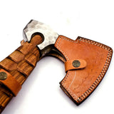 Custom Handmade Carbon Steel Hunting Axe with Ash Wood Handle Prefect Grip and Balanced Axe With Leather Sheath (Tomahawk Axe-35)